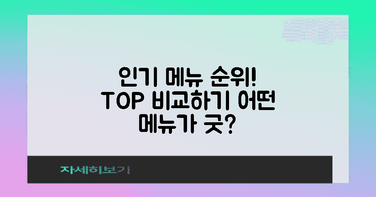 인기 메뉴 순위 비교