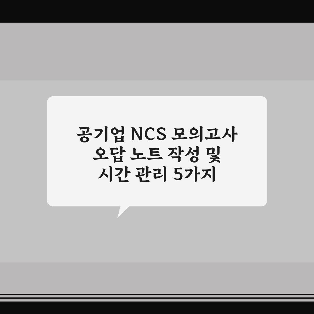 공기업 NCS 모의고사 오답 노트 작성 및 시간 관리 5가지 핵심가이드
