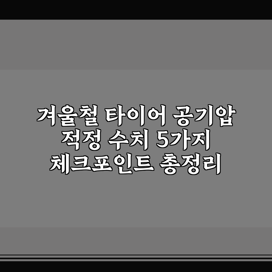 겨울철 타이어 공기압 적정 수치 5가지 체크포인트 총정리