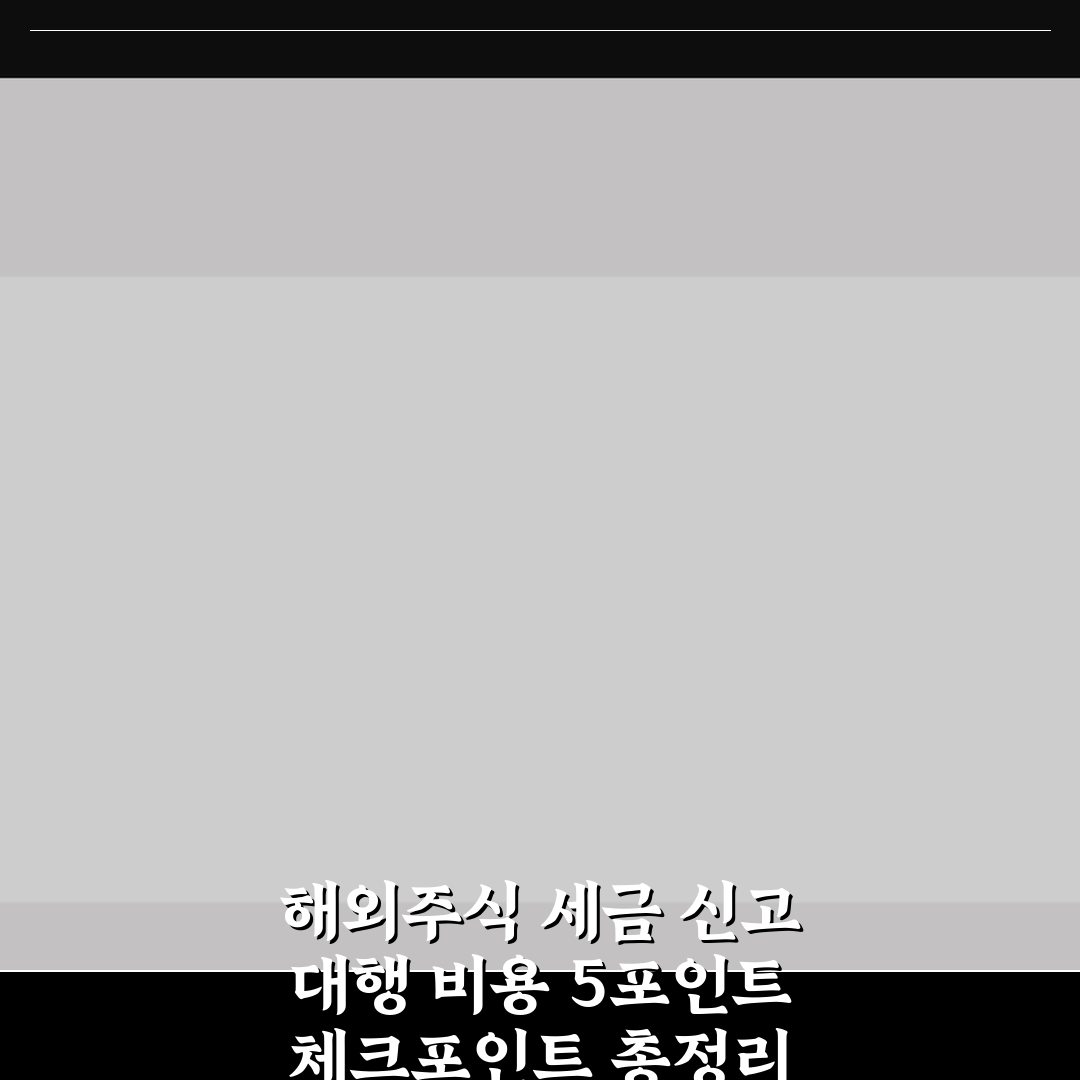 해외주식 세금 신고 대행 비용 5포인트 체크포인트 총정리