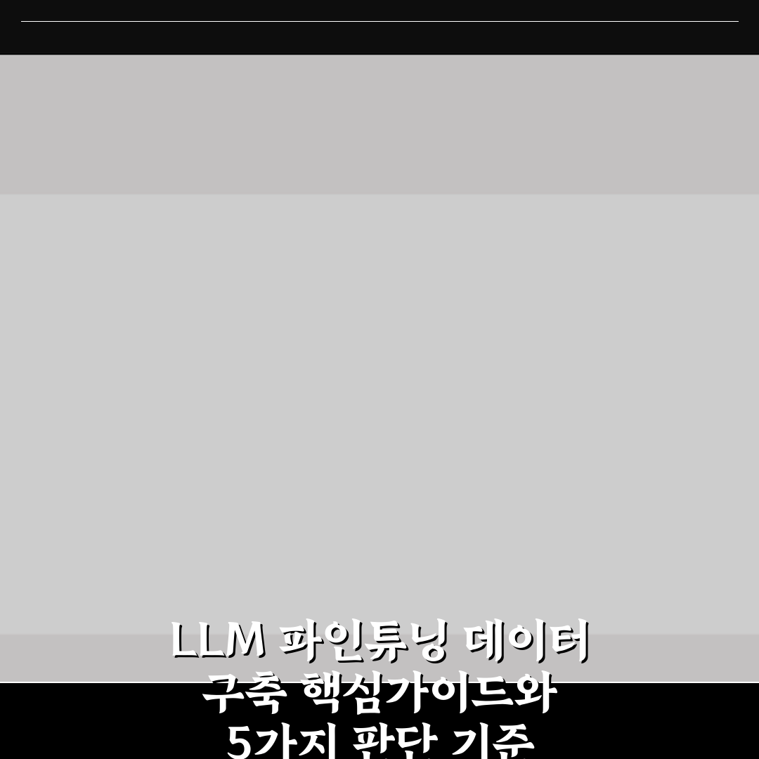 LLM 파인튜닝 데이터 구축 핵심가이드와 5가지 판단 기준
