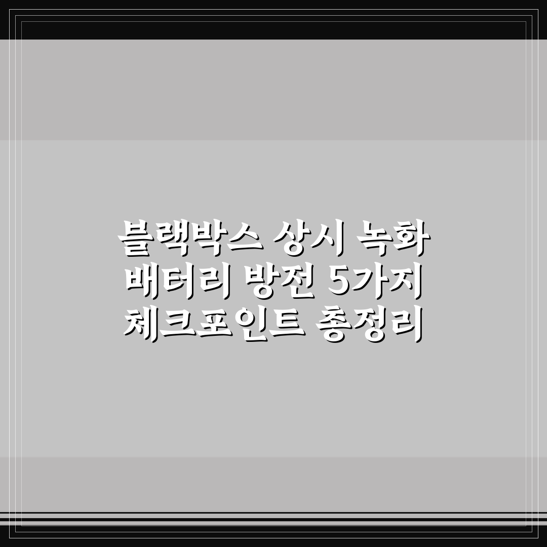 블랙박스 상시 녹화 배터리 방전 5가지 체크포인트 총정리