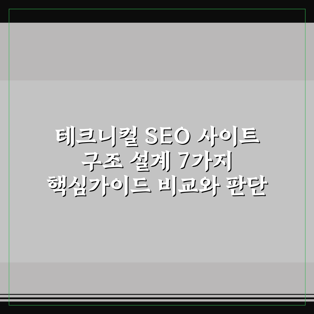 테크니컬 SEO 사이트 구조 설계 7가지 핵심가이드 비교와 판단