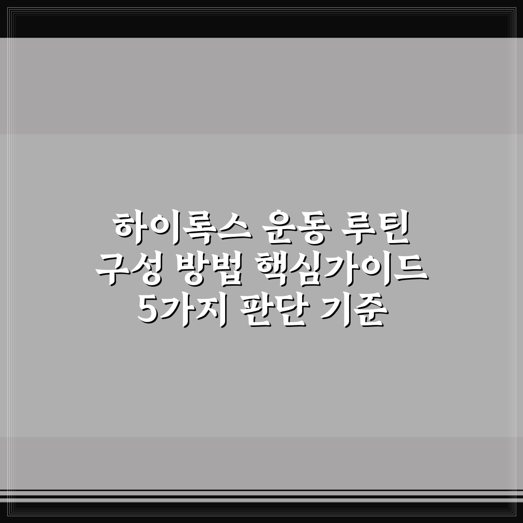 하이록스 운동 루틴 구성 방법 핵심가이드 5가지 판단 기준