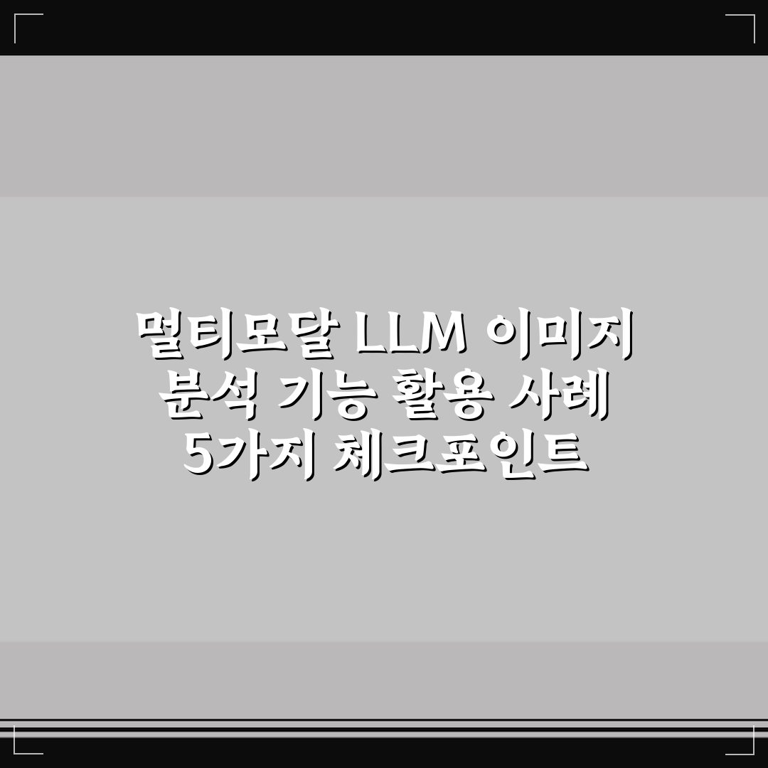 멀티모달 LLM 이미지 분석 기능 활용 사례 5가지 체크포인트 총정리