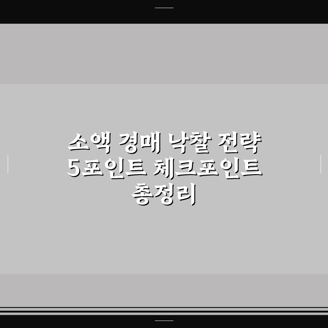 소액 경매 낙찰 전략 5포인트 체크포인트 총정리