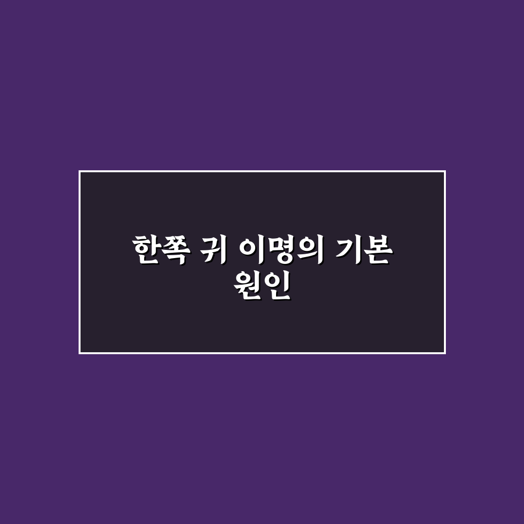 한쪽귀 이명 증상과 원인 쉽게 이해하는 꿀팁