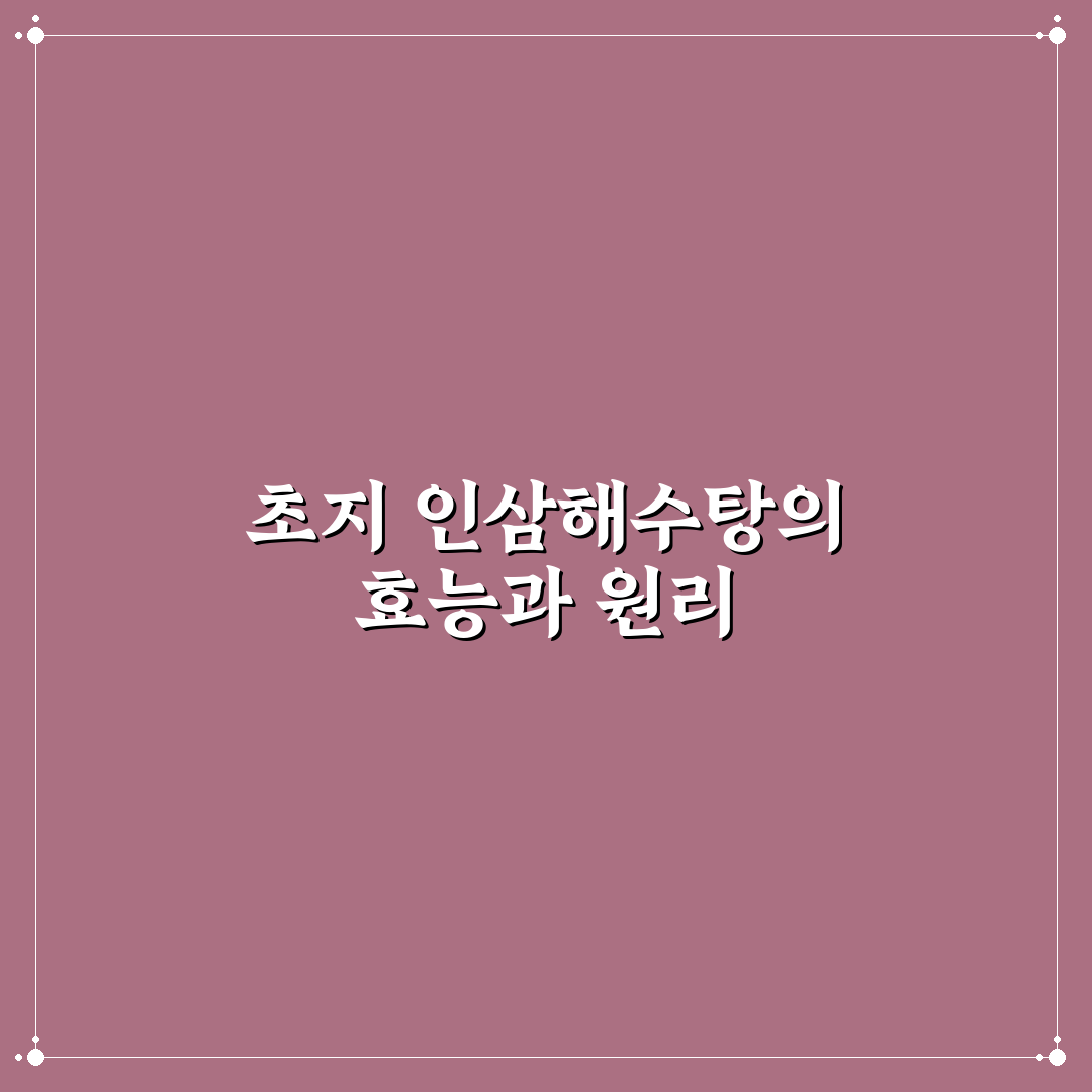 초지 인삼해수탕 효과와 복용법 꿀팁 정리