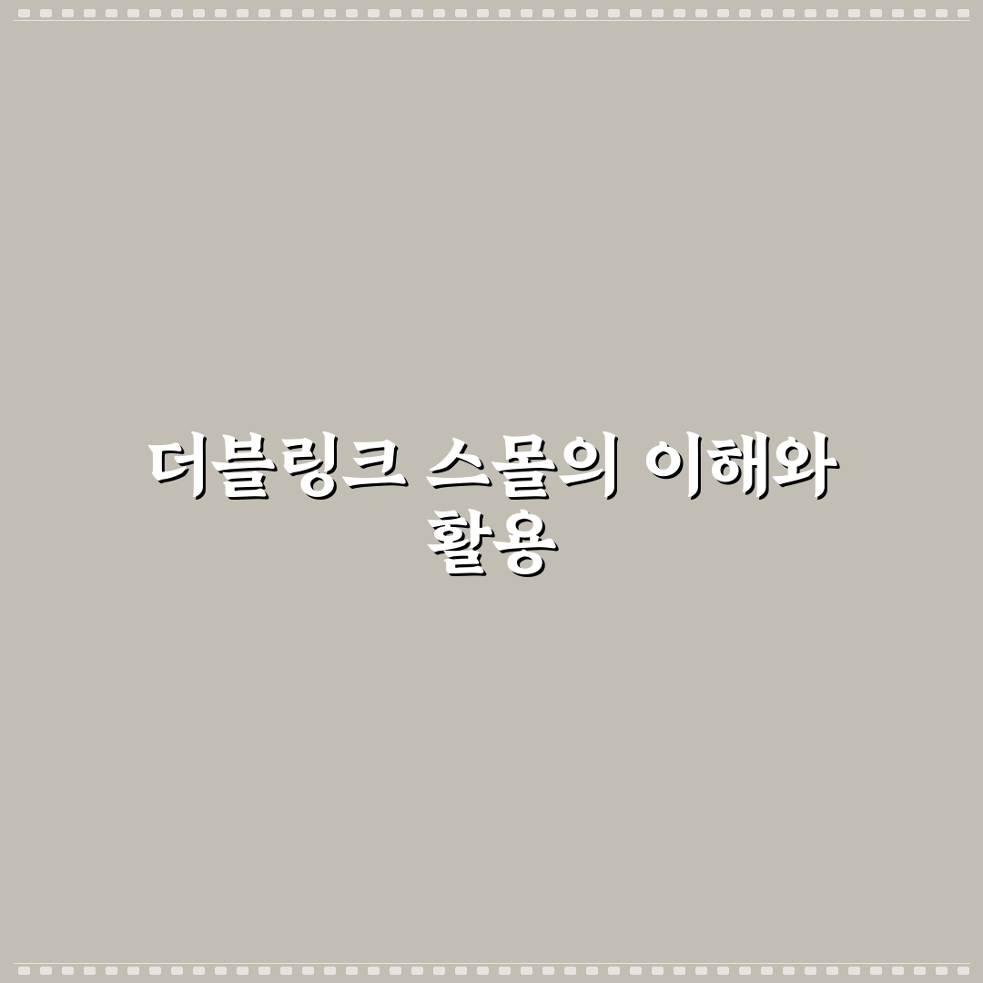 더블링크 스몰 사용법과 꿀팁 간단 정리