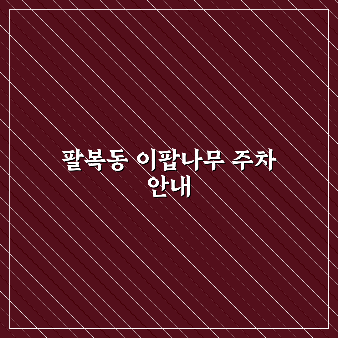 팔복동 이팝나무 주차 꿀팁과 편리한 이용 방법 안내