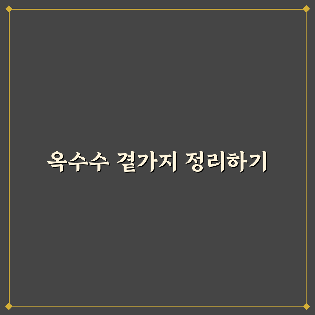 옥수수 곁가지 제거 꿀팁과 방법 정리