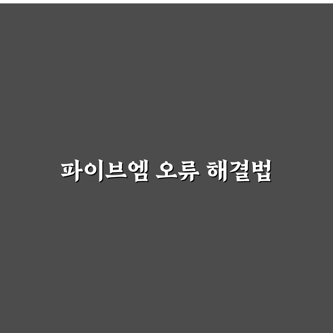파이브엠 오류 꿀팁과 해결 방법 정리